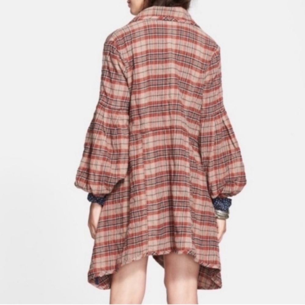 Free People plaid Victorian bell balloon sleeve jacket sz small - Picture 3 of 13